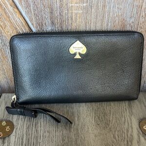 Kate Spade Leroy Street Neda Full Zip Black Leather Wallet